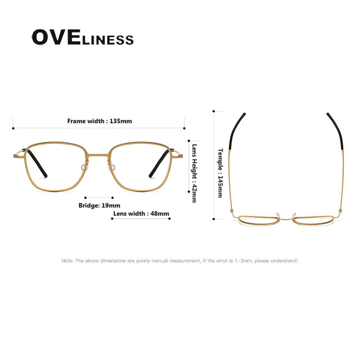 Oveliness Unisex Full RIm Square Screwless Titanium Eyeglasses 5530 Full Rim Oveliness