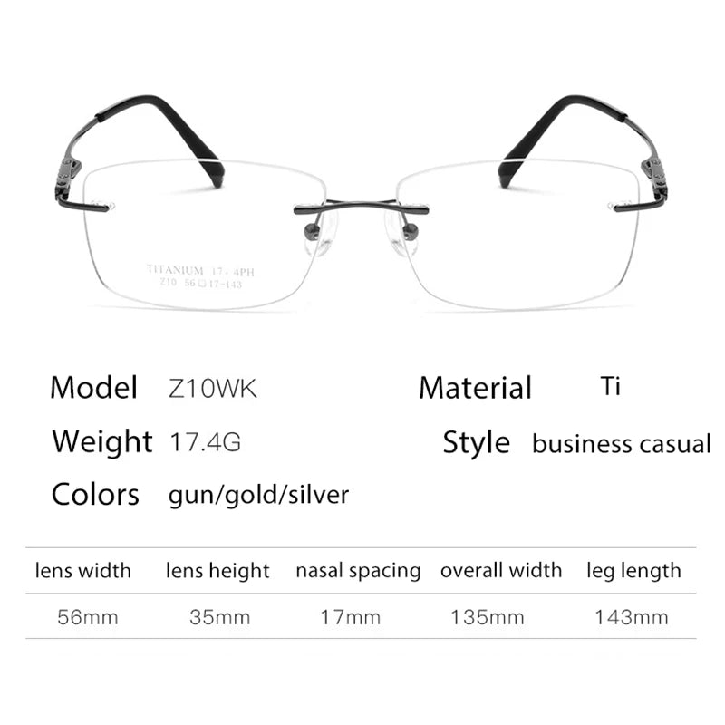 Handoer Women's Rimless Square Titanium Eyeglasses 56210