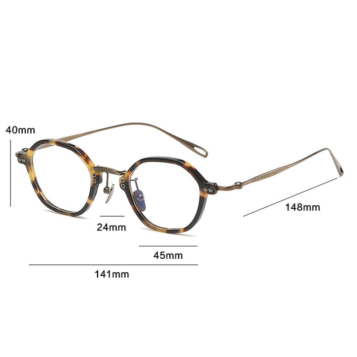 Gatenac Unisex Full Rim Round Titanium Acetate Eyeglasses Gxyj1090 Full Rim Gatenac