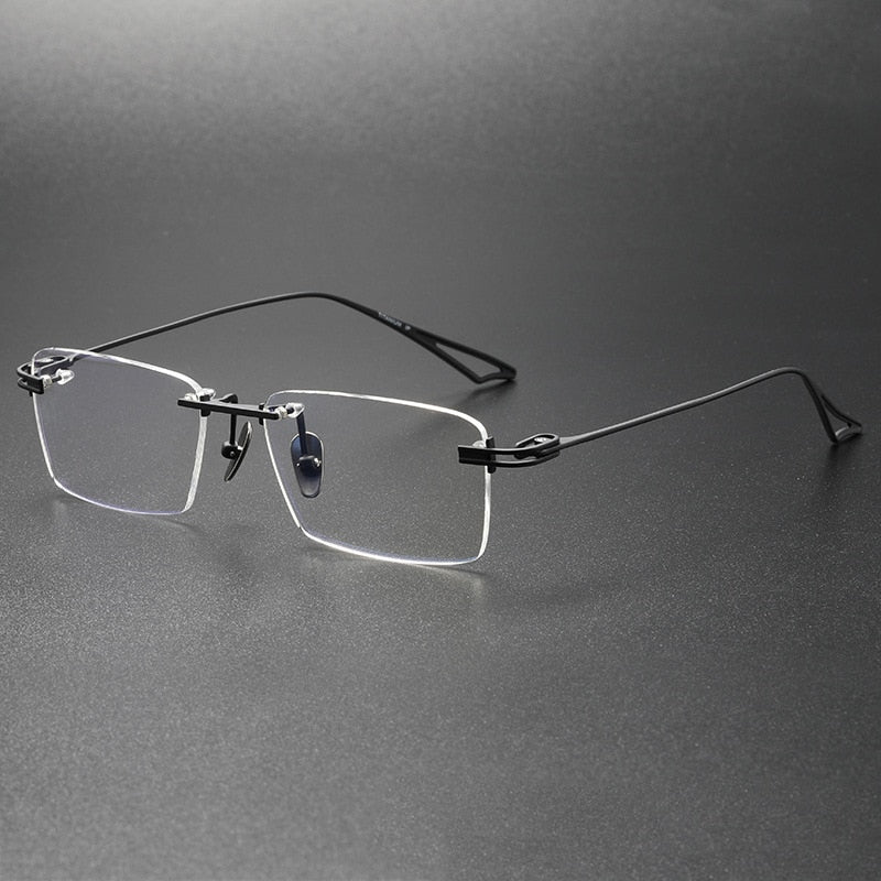CCspace Unisex Rimless Square Titanium Eyeglasses 56511 Rimless CCspace Black