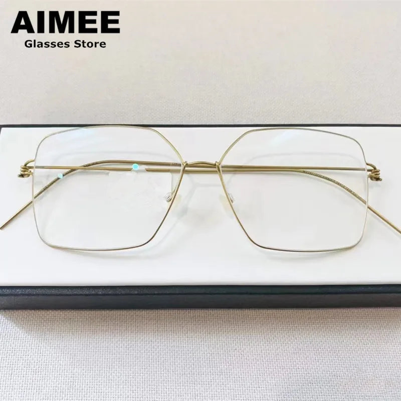 Aimee Women's Full Rim Polygon Square Screwless Titanium Eyeglasses 61008