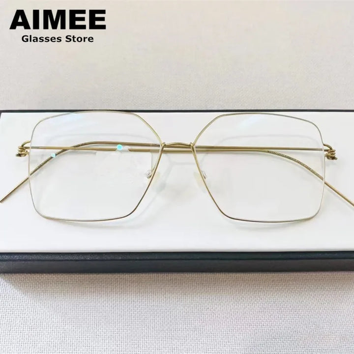 Aimee Women's Full Rim Polygon Square Screwless Titanium Eyeglasses 61008