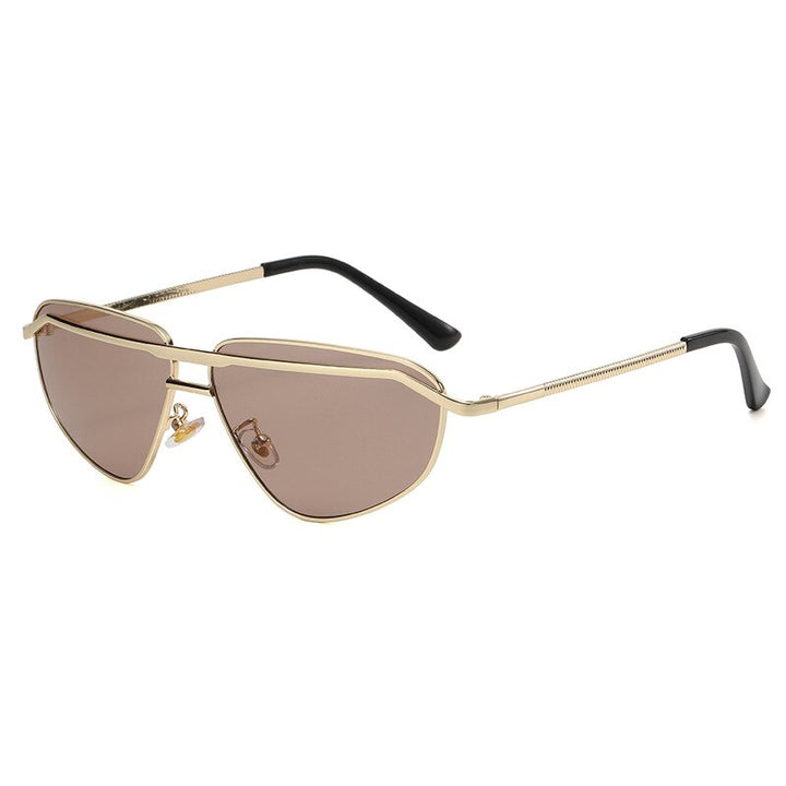 CCspace Unisex Full Rim Irregular Triangle Double Bridge Alloy UV400 Sunglasses 56348 Sunglasses CCspace Sunglasses C6Tea