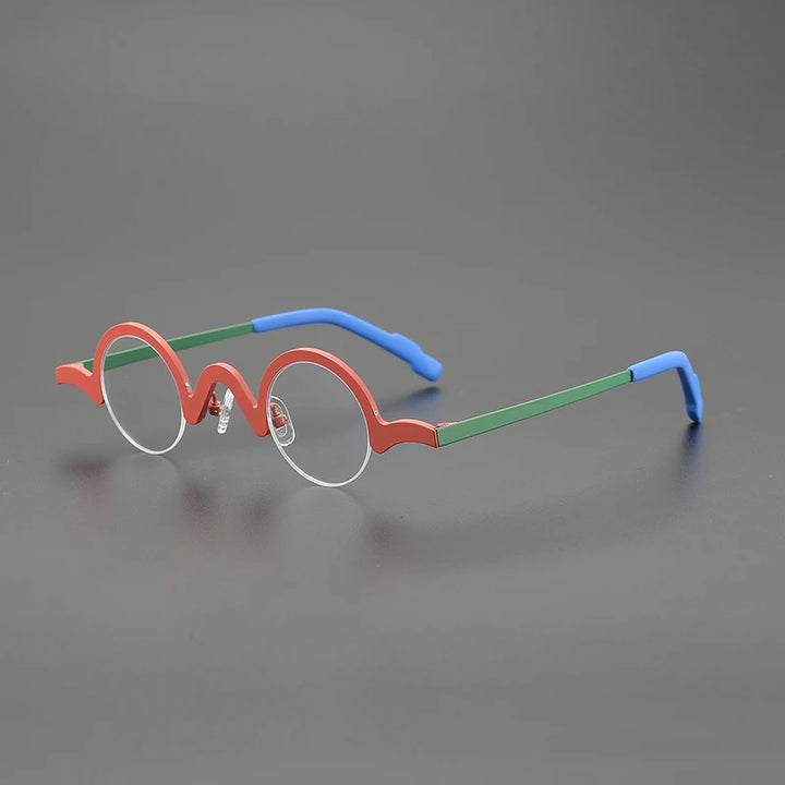Nobler Unisex Semi Rim Top Round Titanium Eyeglasses 1810 Semi Rim Nobler C1