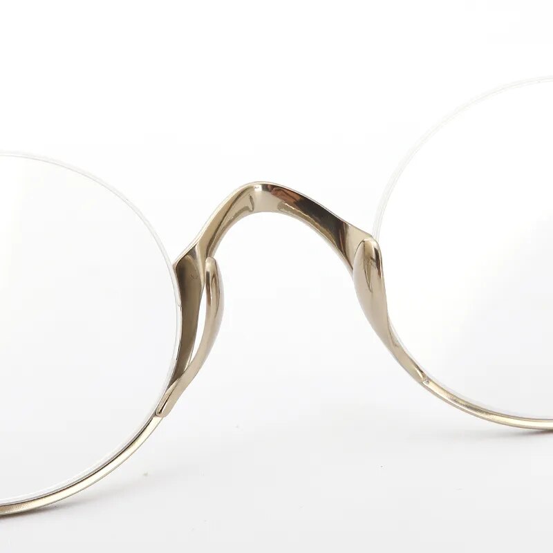 Muzz Unisex Semi Rim Small Round Titanium Acetate Eyeglasses Kmn80x Semi Rim Muzz