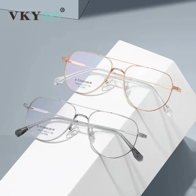 Vicky Men's Double Bridge Titanium Reading Glasses | FuzWeb