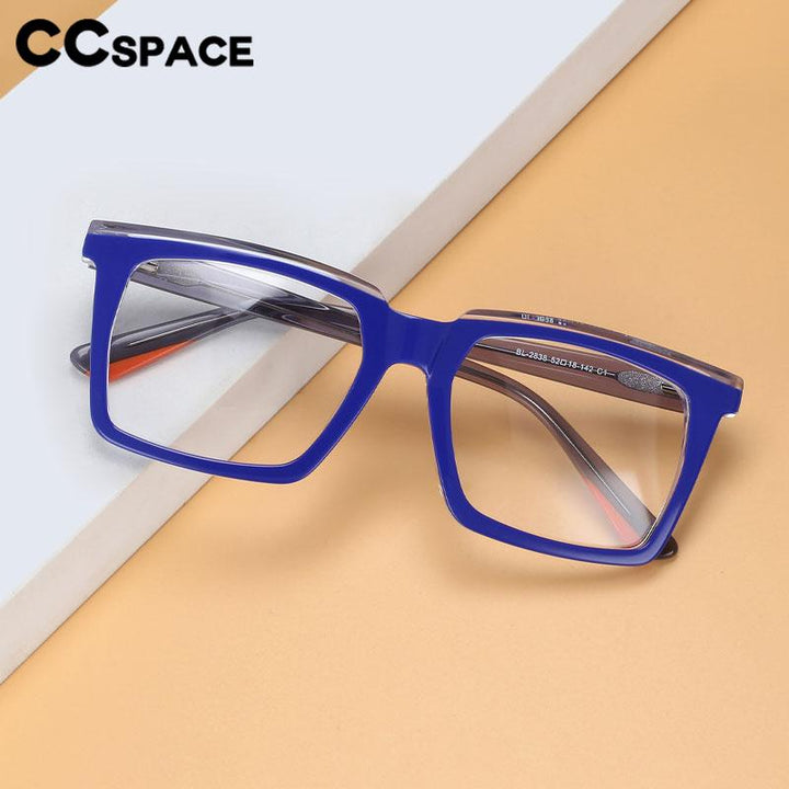 CCspace Unisex Full Rim Flat Top Square Acetate Eyeglasses 56551 Full Rim CCspace