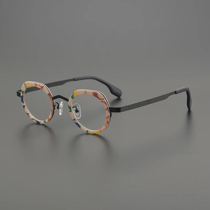 Nobler Women's Full Rim Flat Top Round Titanium Acetate Eyeglasses 185892 Full Rim Nobler