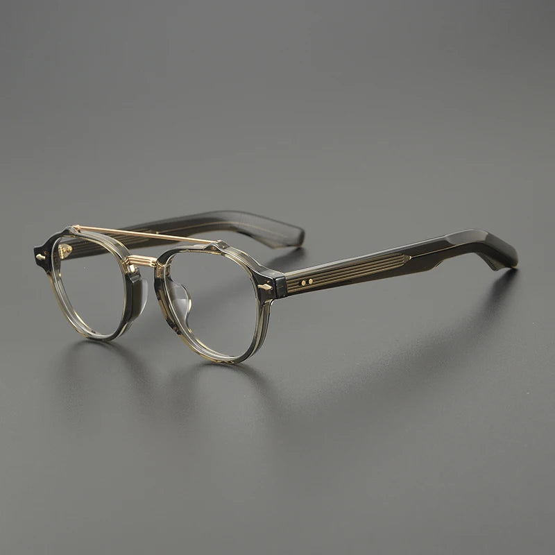 Black Mask Unisex Full Rim Round Double Bridge Acetate Alloy Eyeglasses 68rx Full Rim Black Mask Green