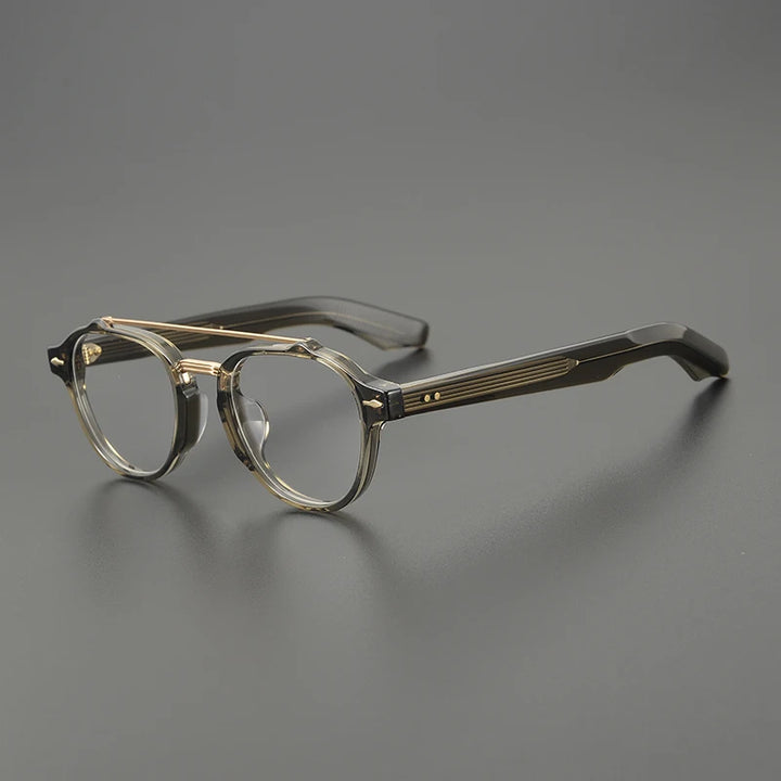 Black Mask Unisex Full Rim Round Double Bridge Acetate Alloy Eyeglasses 68rx Full Rim Black Mask Green