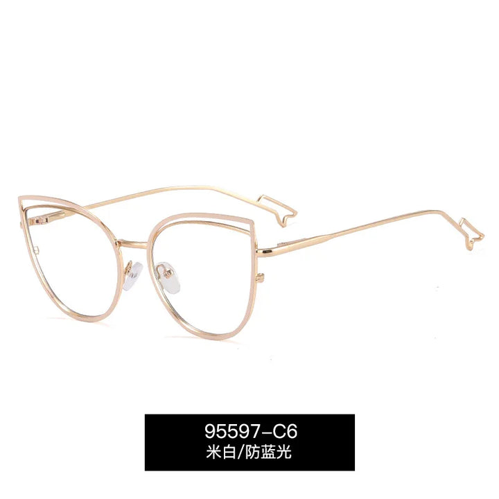 Handoer Women's Full Rim Oval Cat Eye Alloy Tr 90 Eyeglasses 95597