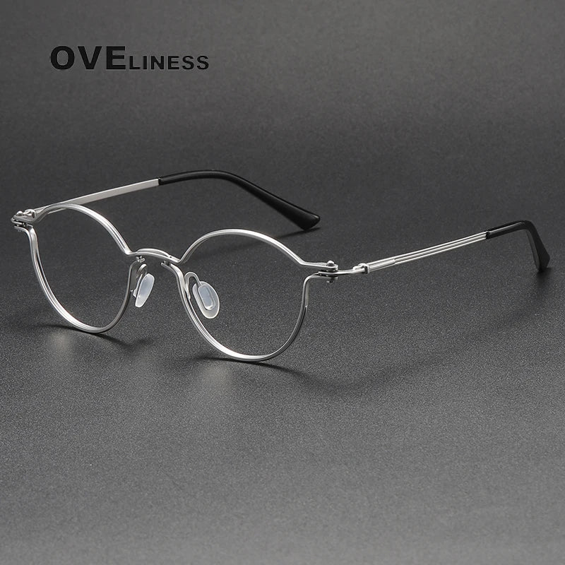 Oveliness Unisex Full Rim Round Titanium Eyeglasses C007 Full Rim Oveliness silver  