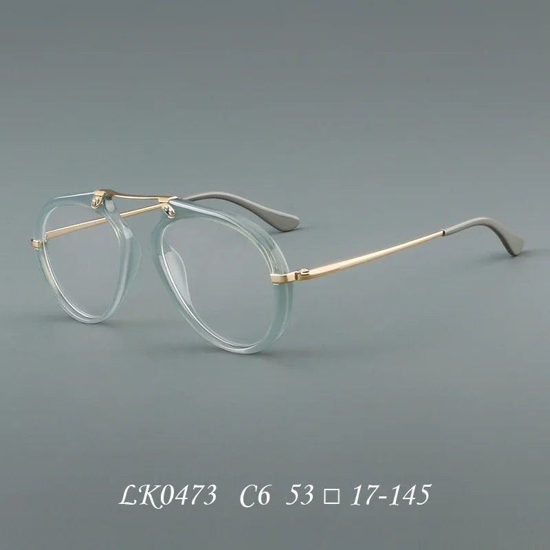 Momoja Unisex Full Rim Oval Square Acetate Titanium Eyeglasses 720473