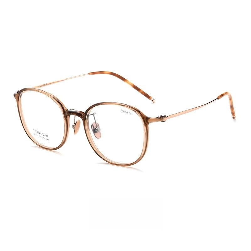 Yimaruili Unisex Full Rim Round Tr 90 Titanium Eyeglasses L9113y Full Rim Yimaruili Eyeglasses Tea Rose Gold