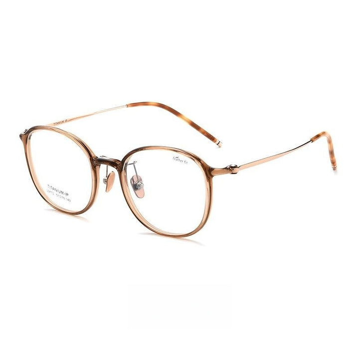 Yimaruili Unisex Full Rim Round Tr 90 Titanium Eyeglasses L9113y Full Rim Yimaruili Eyeglasses Tea Rose Gold