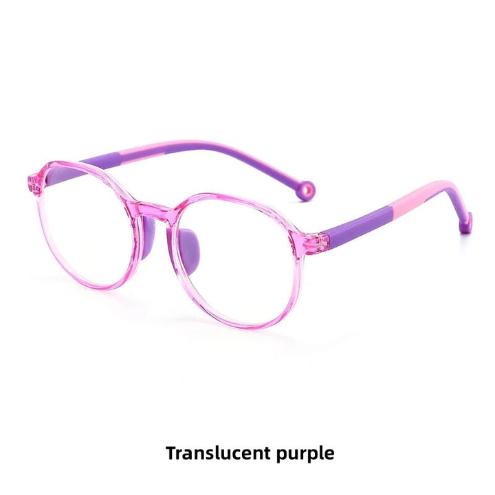 KatKani Children's Unisex Full Rim Round Tr 90 Siicone Eyeglasses F8350 Full Rim KatKani Eyeglasses Transparent purple  