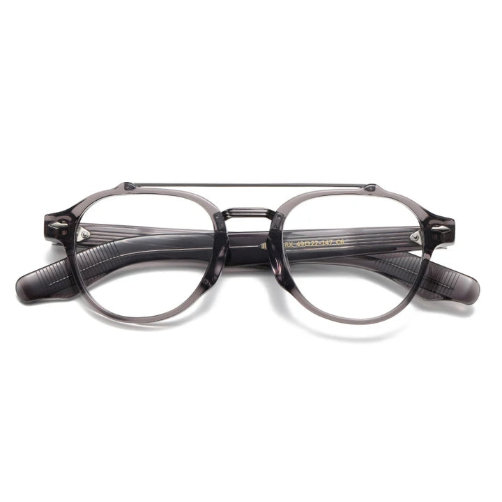 Black Mask Unisex Full Rim Oval Double Bridge Acetate Eyeglasses 63468