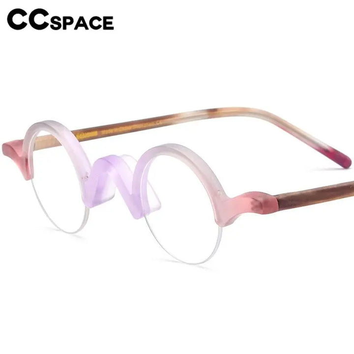 CCspace Unisex Semi Rim Round Acetate Eyeglasses 56883 Semi Rim CCspace