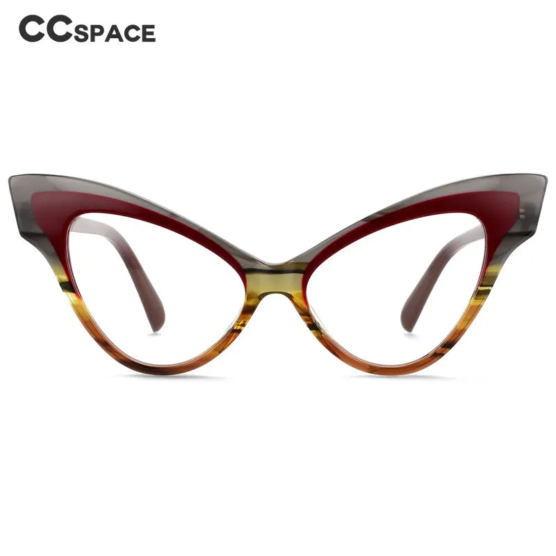 CCspace Unisex Full Rim Oversized Cat Eye Acetate Eyeglasses 55270 Full Rim CCspace