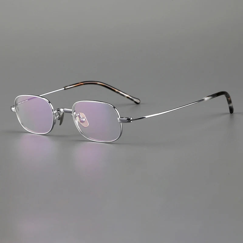 Muzz Men's Full Rim Small Round Or Square Titanium Eyeglasses 503- R103 Full Rim Muzz Square Silver  