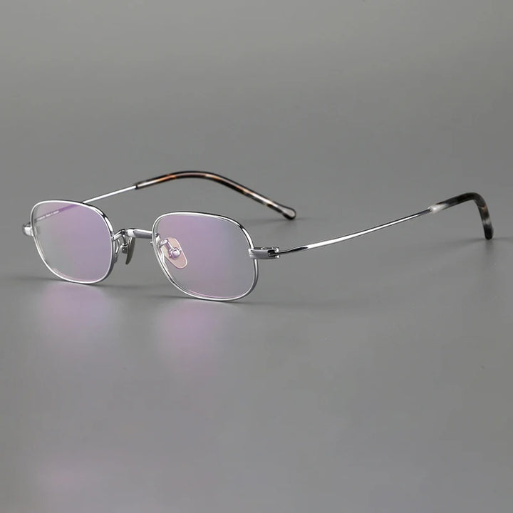 Muzz Men's Full Rim Small Round Or Square Titanium Eyeglasses 503- R103 Full Rim Muzz Square Silver  