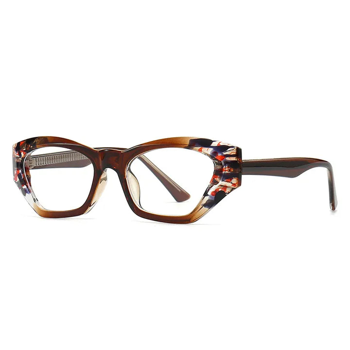 CCspace Unisex Full Rim Cat Eye Tr 90 Titanium Eyeglasses 56842 Full Rim CCspace C12FlowerClear