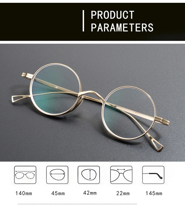 Black Mask Unisex Full Rim Round Titanium Eyeglasses 63199