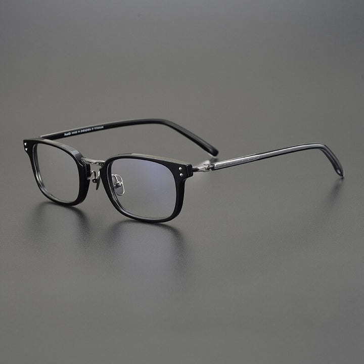 Gatenac Unisex Full Rim Square Acetate Eyeglasses Gxyj1052 Full Rim Gatenac Black