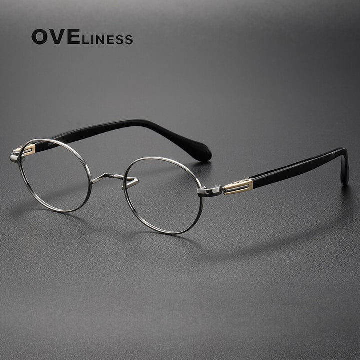 Oveliness Unisex Full Rim Oval Acetate Titanium Eyeglasses Ks119 Full Rim Oveliness silver