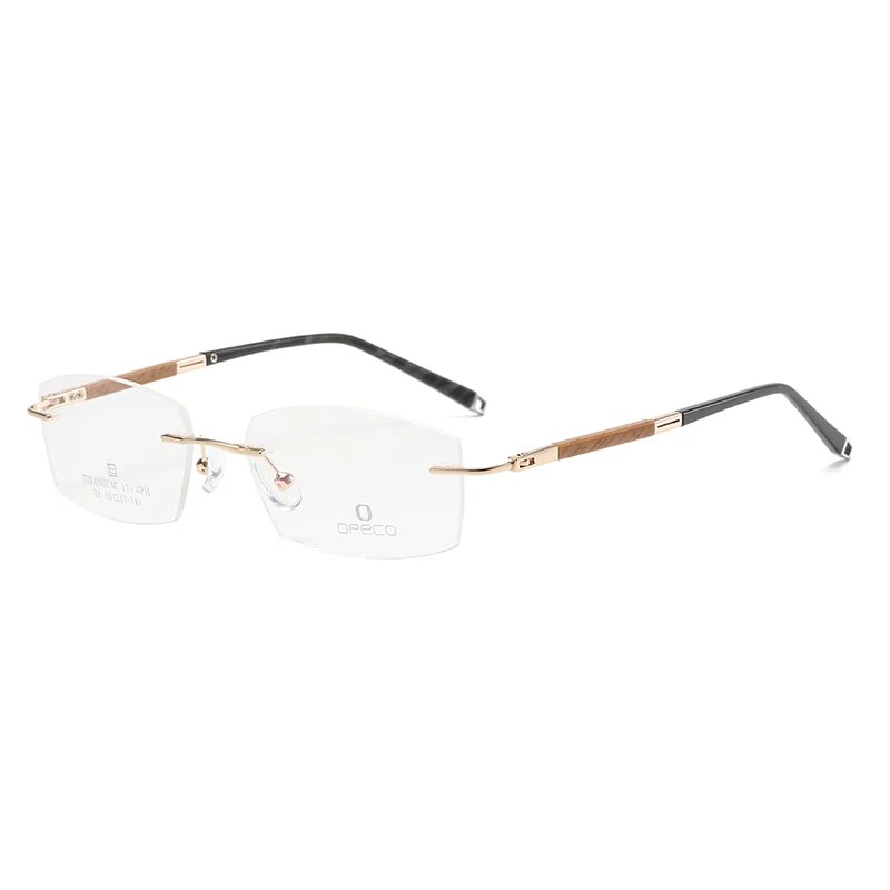 Zirosat Unisex Rimless Square Titanium Eyeglasses Y063 Rimless Zirosat golden