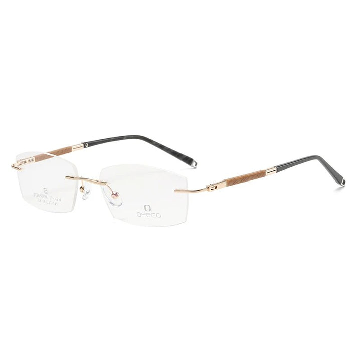 Zirosat Unisex Rimless Square Titanium Eyeglasses Y063 Rimless Zirosat golden