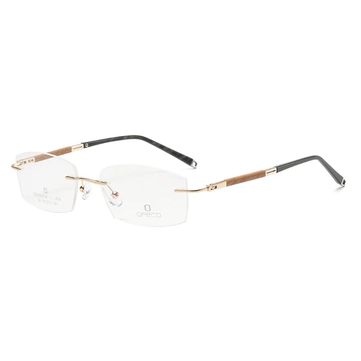 Zirosat Women's Rimless Square Titanium Rosewood Eyeglasses 20631