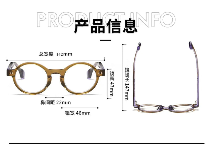 Black Mask Unisex Full Rim Round Acetate Eyeglasses 51474