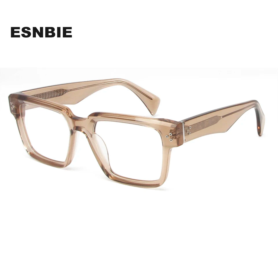 Esnbie Unisex Full Rim Square Brow Line Acetate Eyeglasses 246004