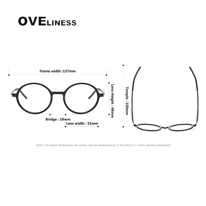 Oveliness Women's Full Rim Round Acetate Titanium Eyeglasses 26523