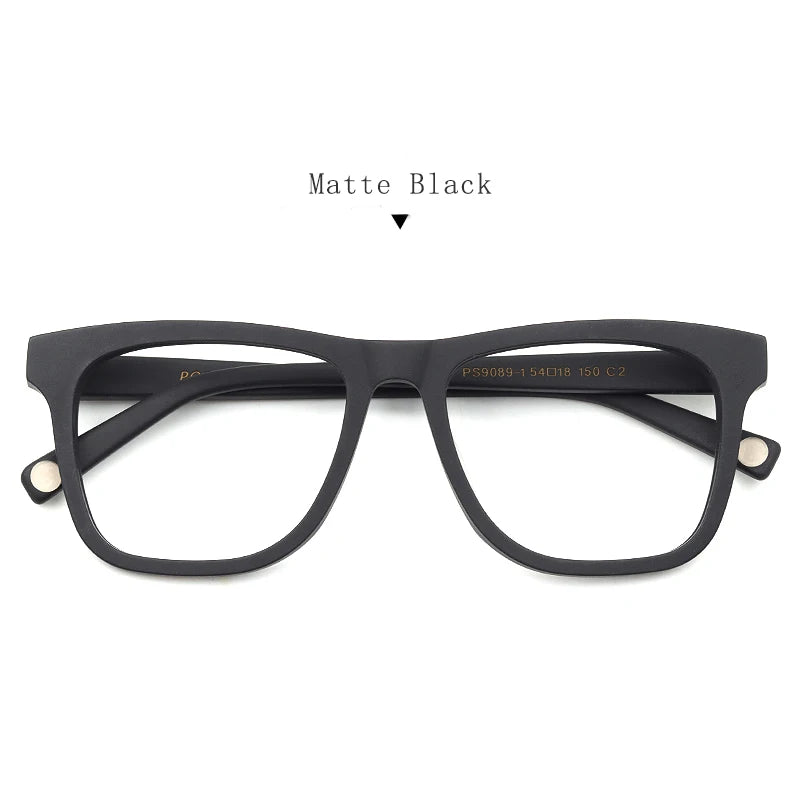 Hdcrafter Unisex Full Rim Square Wood Grain Acetate Eyeglasses 892891 Full Rim Hdcrafter Eyeglasses Matte-Black