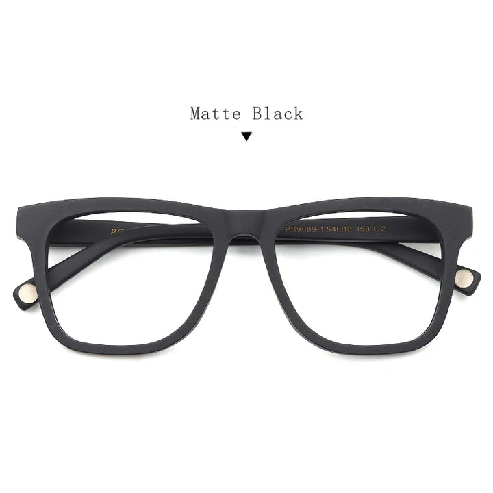 Hdcrafter Unisex Full Rim Square Wood Grain Acetate Eyeglasses 892891 Full Rim Hdcrafter Eyeglasses Matte-Black