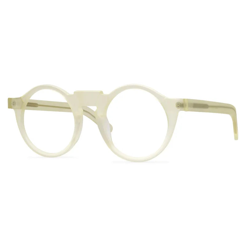 Black Mask Unisex Full Rim Acetate Round Eyeglasses 1465 Full Rim Black Mask Clear Yellow