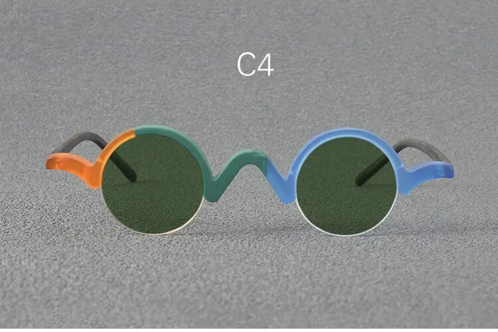 Yujo Unisex Semi Rim Round Acetate Polarized Sunglasses 35mm Sunglasses Yujo C4 China 