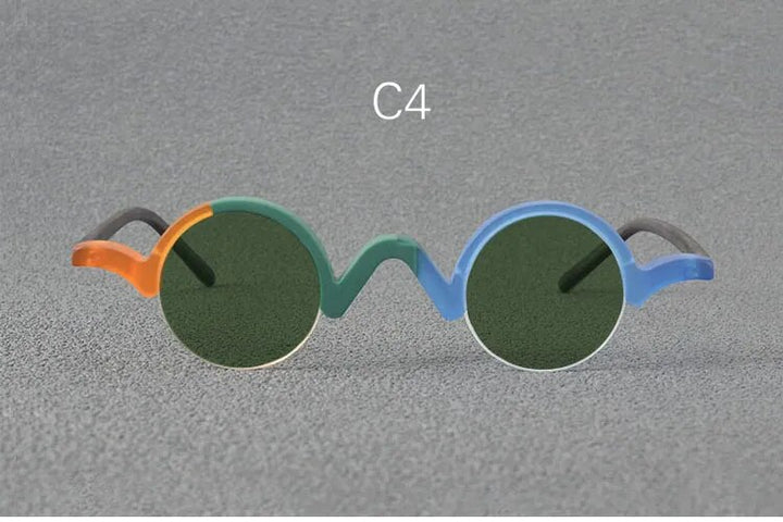 Yujo Unisex Semi Rim Round Acetate Polarized Sunglasses 35mm Sunglasses Yujo C4 China
