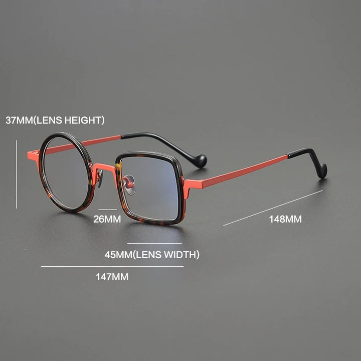 Gatenac Unisex Full Rim Round Square Titanium Acetate Eyeglasses G1528 Full Rim Gatenac