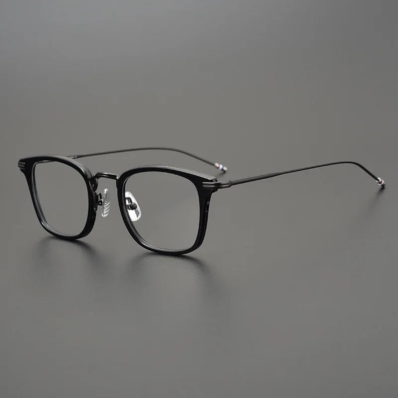Black Mask Unisex Full Rim Square Alloy Acetate Eyeglasses 905 Full Rim Black Mask Black-Gray
