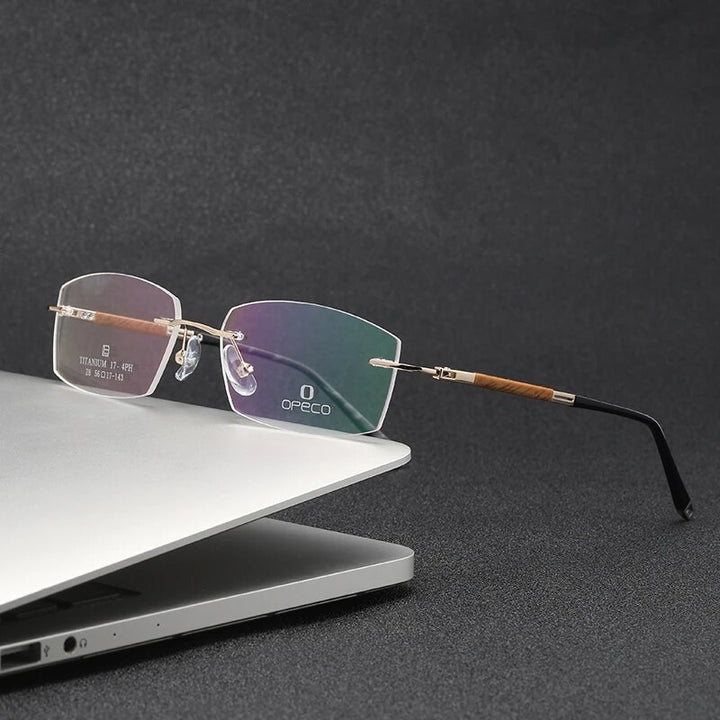 Zirosat Unisex Rimless Square Titanium Eyeglasses Y063 Rimless Zirosat