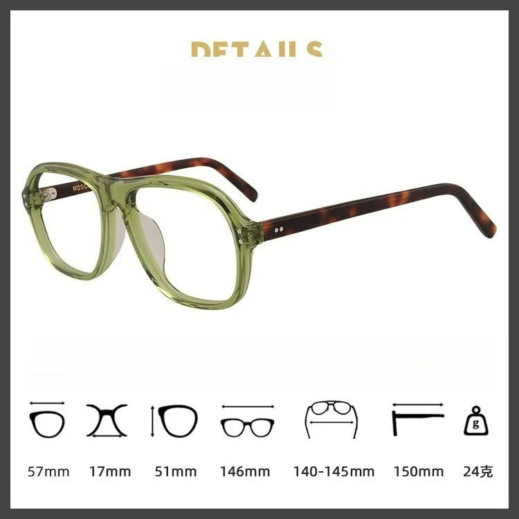 Hewei Unisex Full Rim Oval Square Acetate Eyeglasses 94146