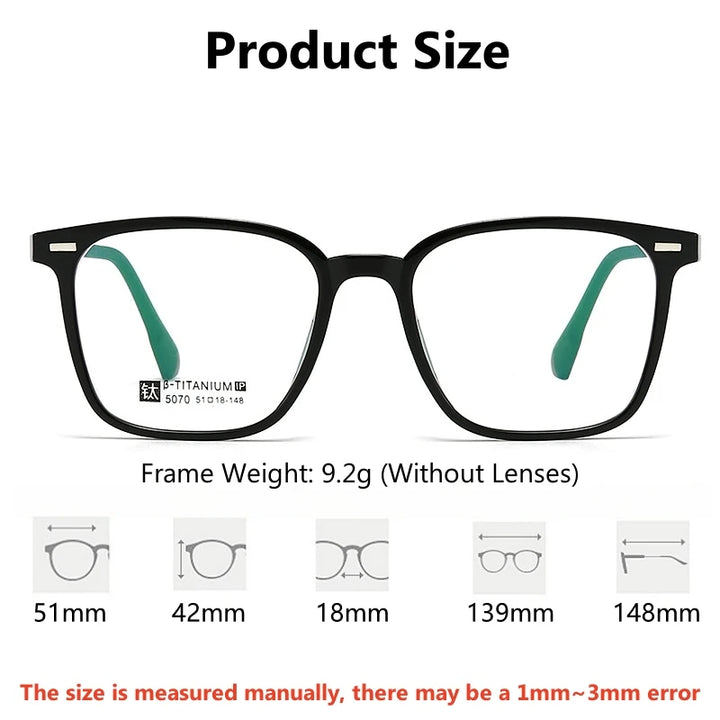 Yimaruili Unisex Full Rim Square Tr 90 Titanium-Alloy Eyeglasses 5070