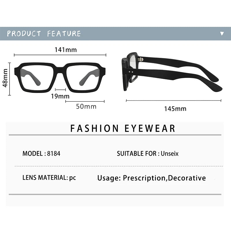 Hdcrafter Men's Full Rim Square Wood Eyeglasses 8184 Full Rim Hdcrafter Eyeglasses