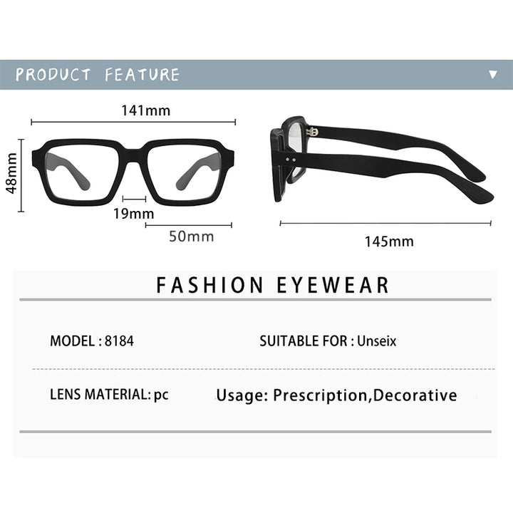 Hdcrafter Men's Full Rim Square Wood Eyeglasses 8184 Full Rim Hdcrafter Eyeglasses