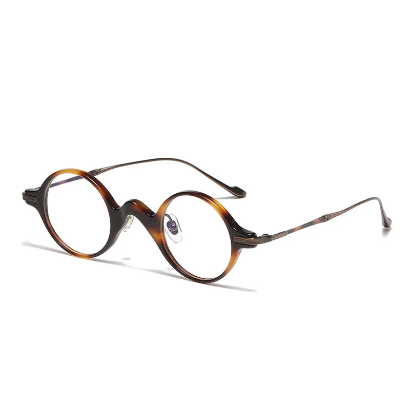 Black Mask Unisex Full Rim Round Titanium Acetate Eyeglasses 95950