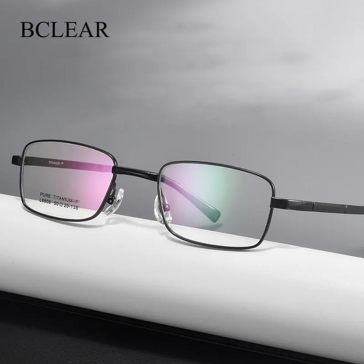Bclear Men's Full Rim Foldable Square Titanium Eyeglasses Lb8808 Full Rim Bclear   
