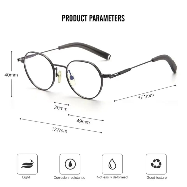 Muzz Women's Full Rim Flat Top Round Titanium Eyeglasses 172101